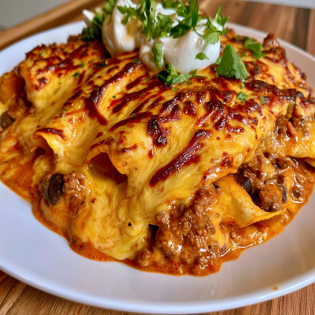 Easy Cheesy Beef Enchilada Bake