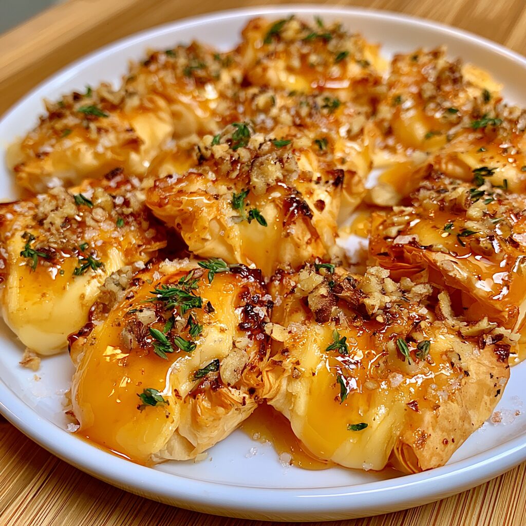 Honey Walnut Baked Brie Bites